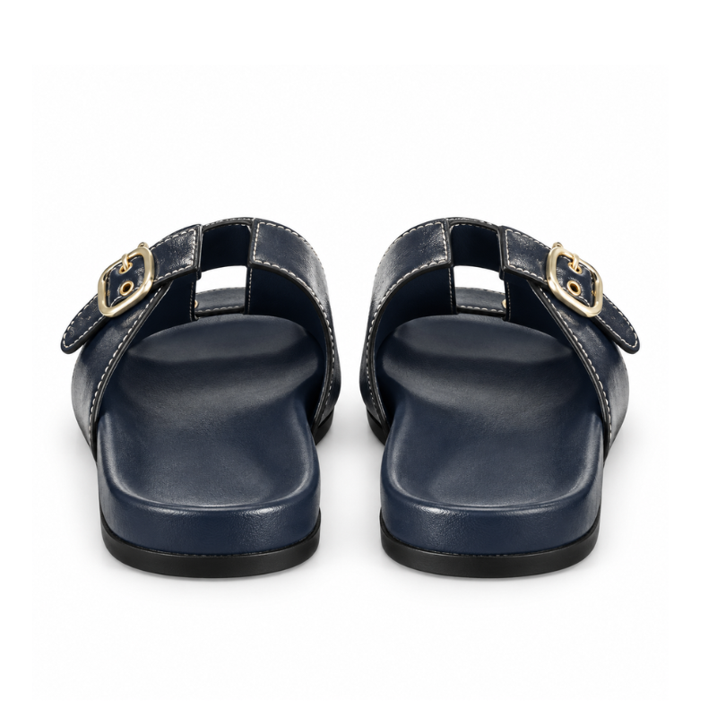 Double-Buckle Slide Sandals