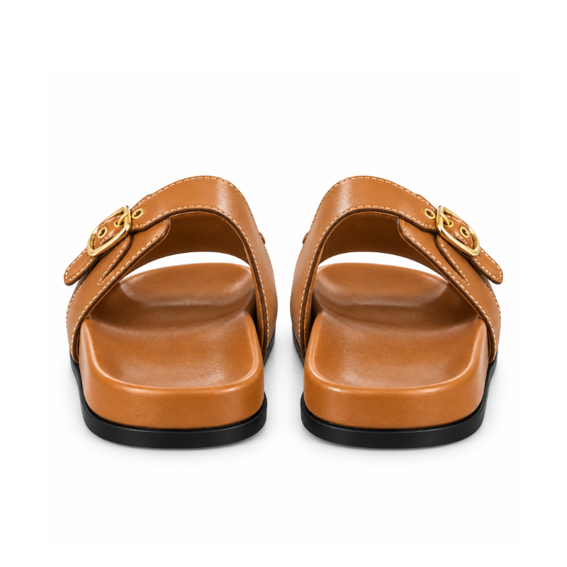 Double-Buckle Slide Sandals