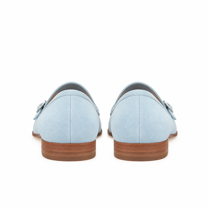 Double Monk Strap Moccasins Loafers with Buckle Detail