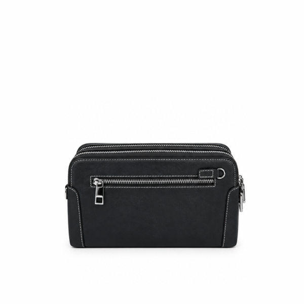 Dual Zipper Luxury Leather Clutch