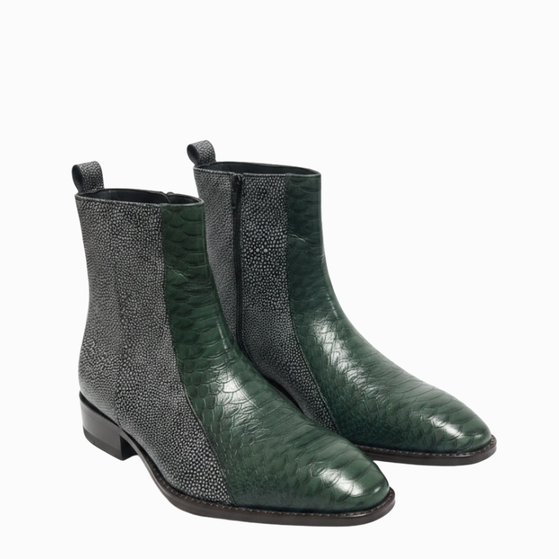 Dual Essence Italian Serpentine Elegance Leather Boots