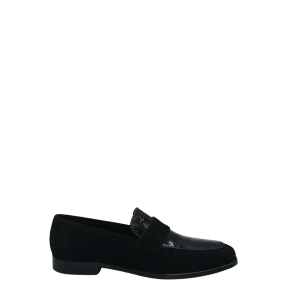 Dual Textured Croc Panel Penny Loafers