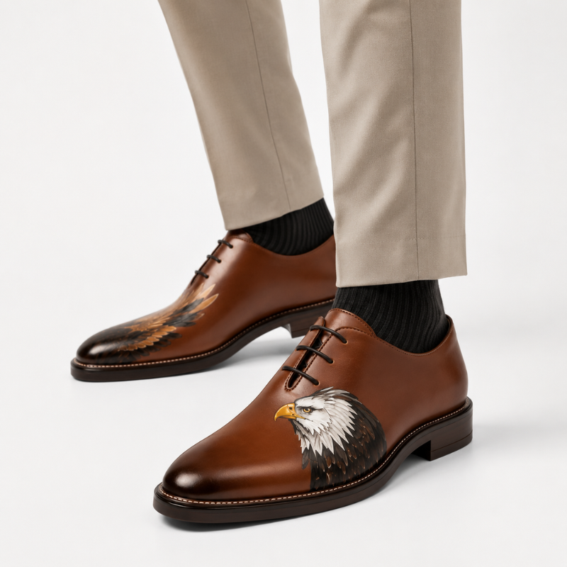 Eagle Heritage Hand-Painted Leather Oxford Shoes