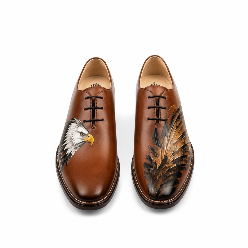 Eagle Heritage Hand-Painted Leather Oxford Shoes