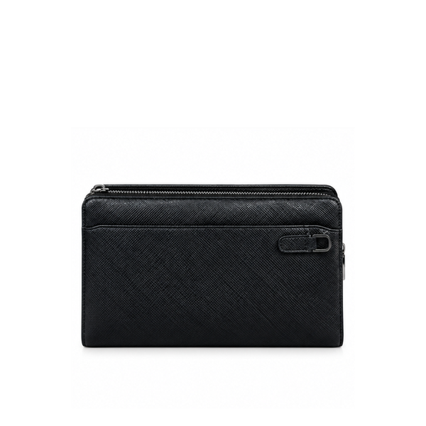 Elegant Textured Leather Grid Clutch