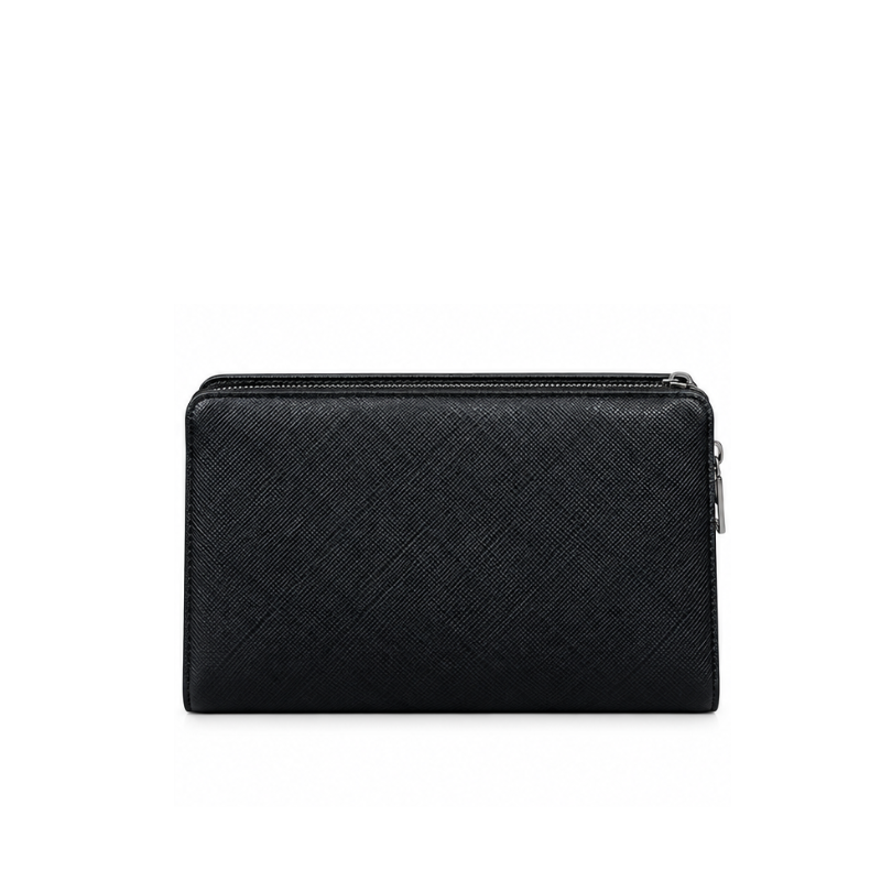 Elegant Textured Leather Grid Clutch