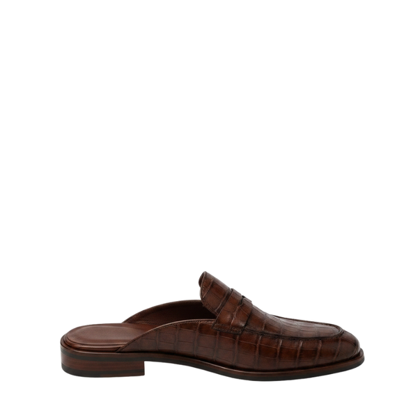 Elegant Crocodile Finish Signature Mule