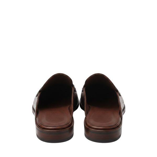 Elegant Crocodile Finish Signature Mule