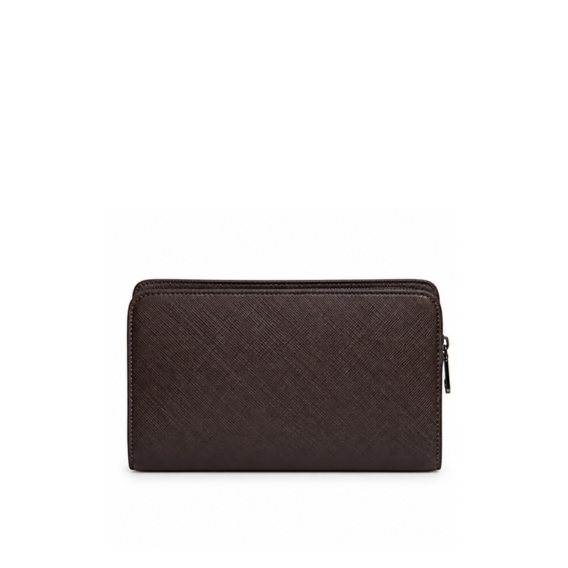 Elegant Textured Leather Grid Clutch