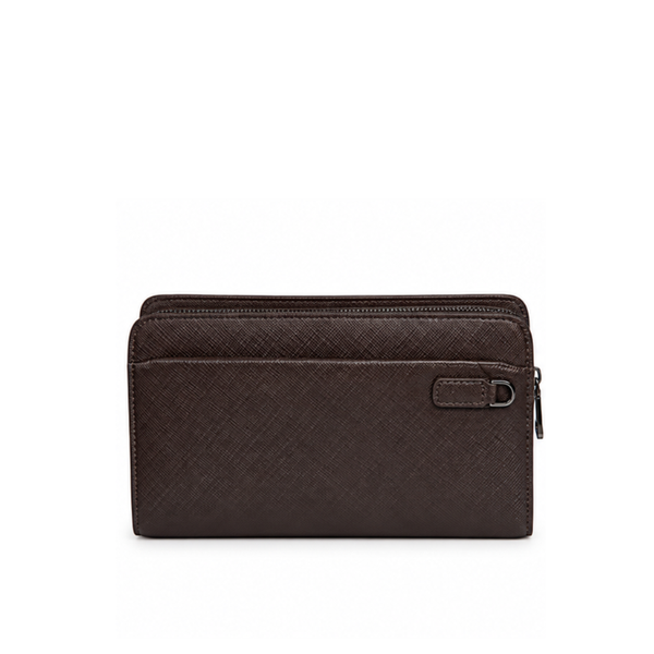 Elegant Textured Leather Grid Clutch