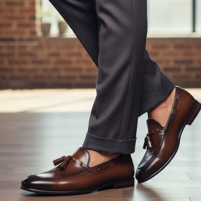Elegant Tradition Leather Classic Tassel Loafers