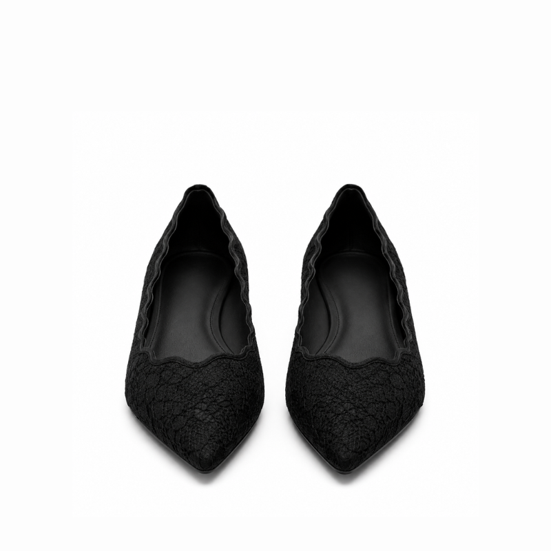 Eliana Lace Scallop Pointed Flats
