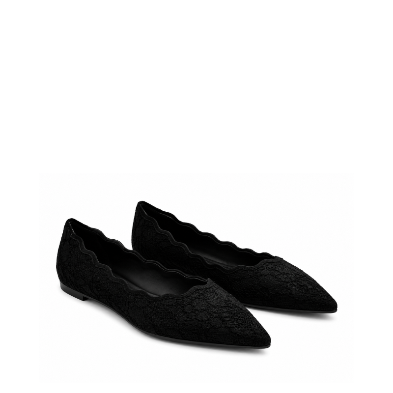 Eliana Lace Scallop Pointed Flats