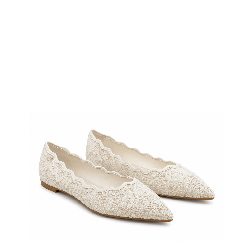 Eliana Lace Scallop Pointed Flats