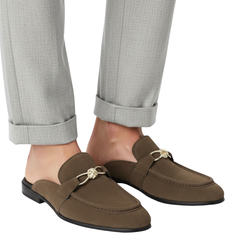 Elite Luxury Suede Horsebit Comfort Mule