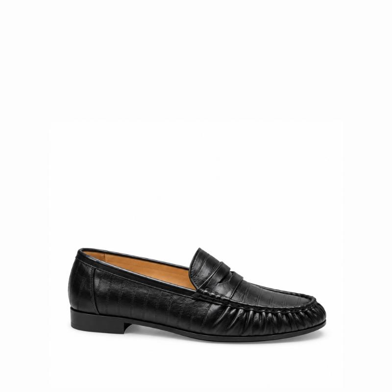 Elveron Textured Leather Penny Loafers