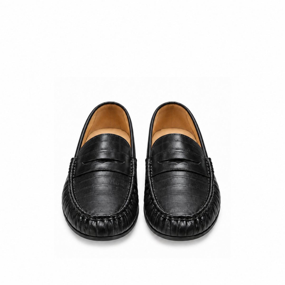 Elveron Textured Leather Penny Loafers