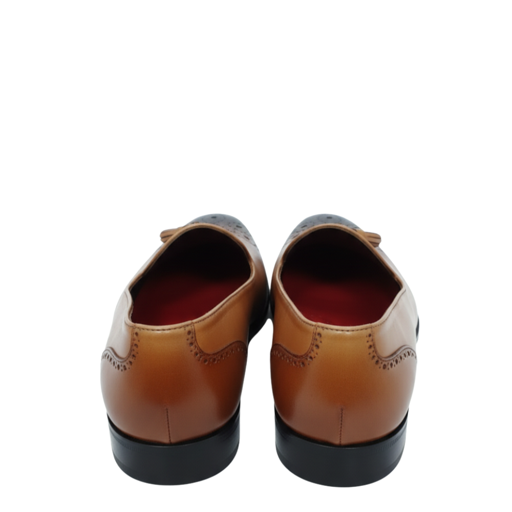 Embroidered Burnish Tassel Slip-On Loafers