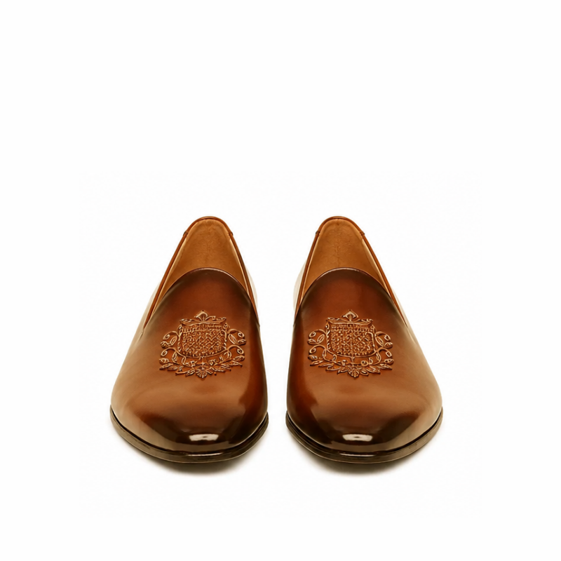 Embroidered Classy Leather Slip-On