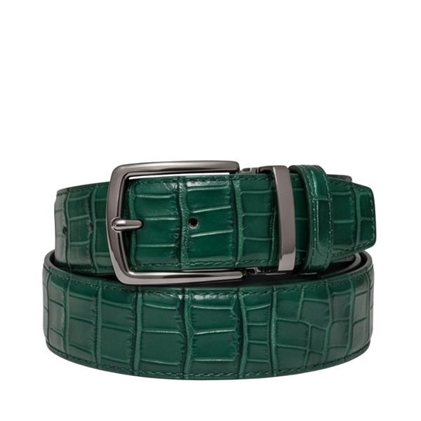 Emerald Croc Embossed Genuine Leather Belt