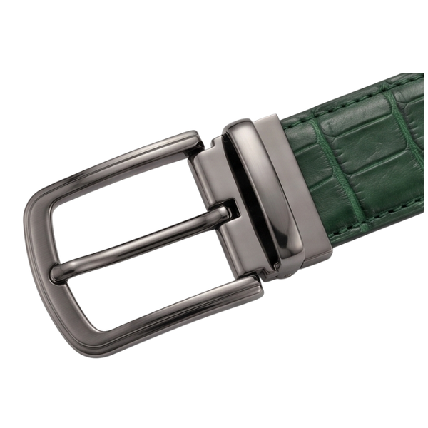 Emerald Croc Embossed Genuine Leather Belt