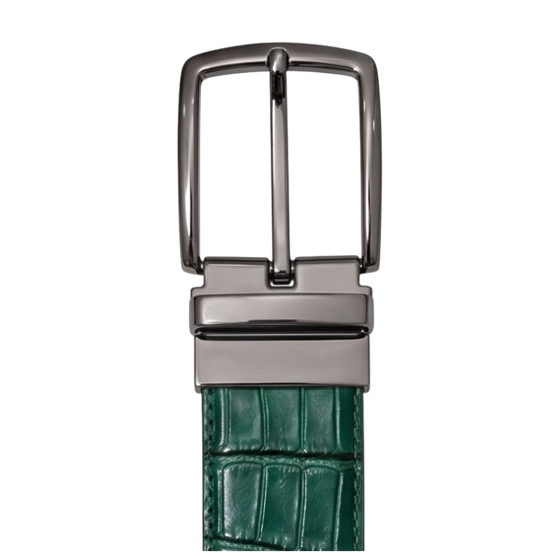 Emerald Croc Embossed Genuine Leather Belt