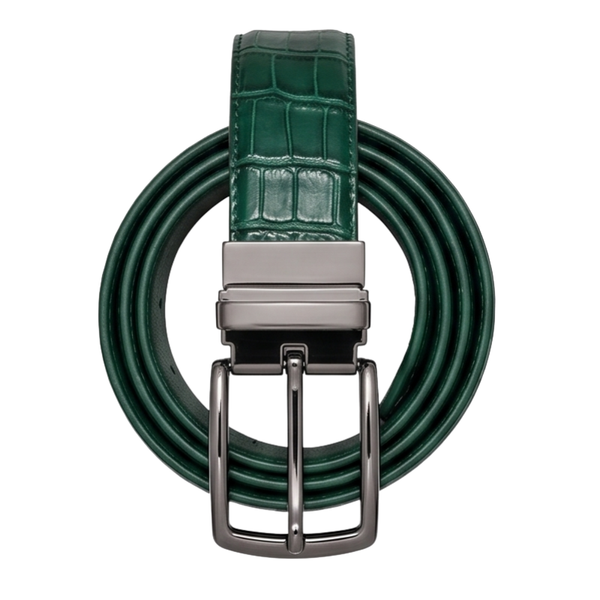Emerald Croc Embossed Genuine Leather Belt
