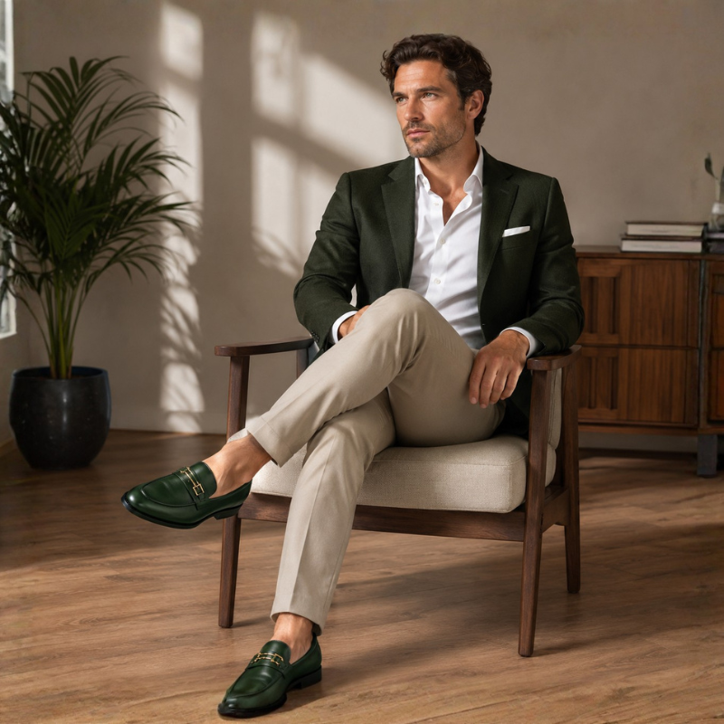 Emerald Luxe Leather Horsebit Loafers
