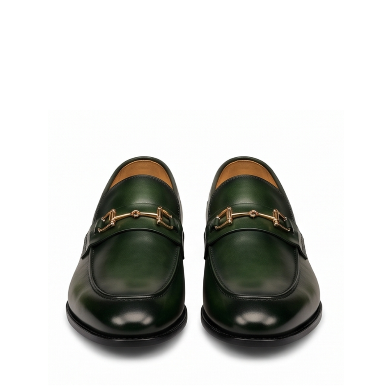 Emerald Luxe Leather Horsebit Loafers