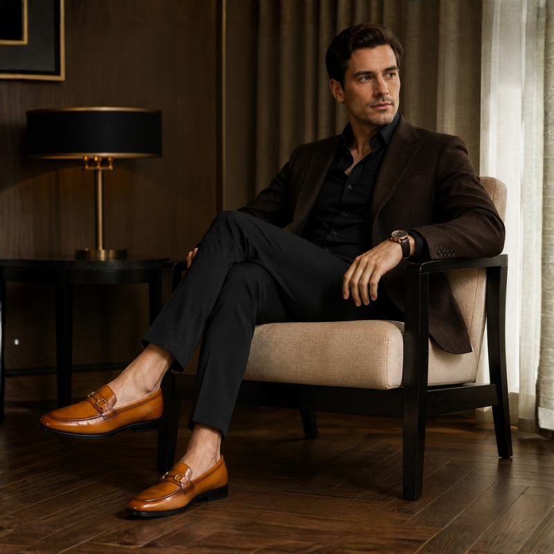 Emerald Luxe Leather Horsebit Loafers
