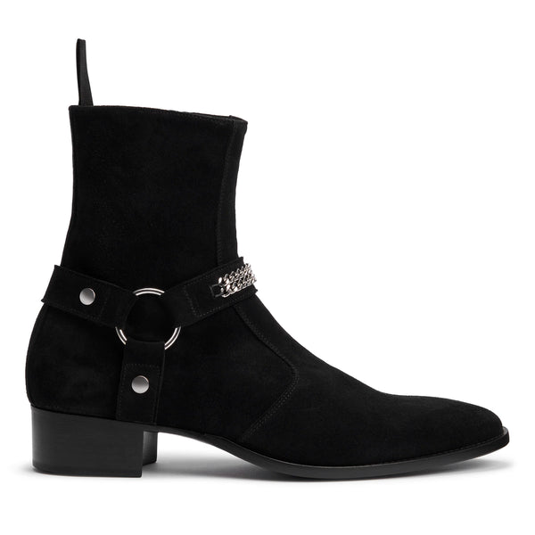 Chain Harness Zip Boot Suede Leather