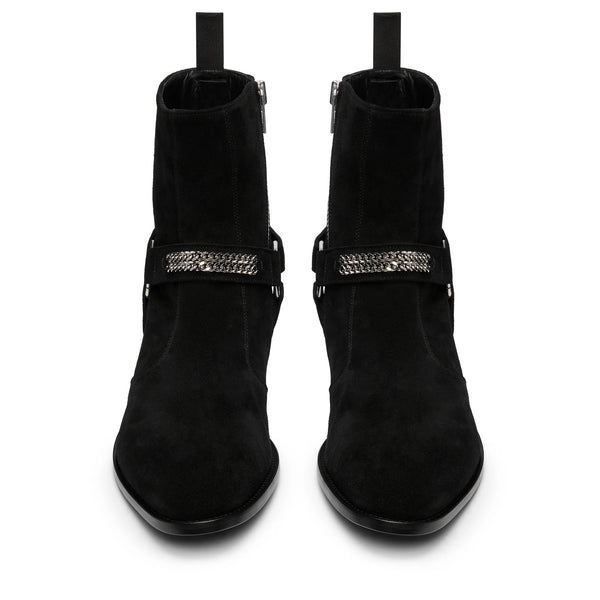 Chain Harness Zip Boot Suede Leather