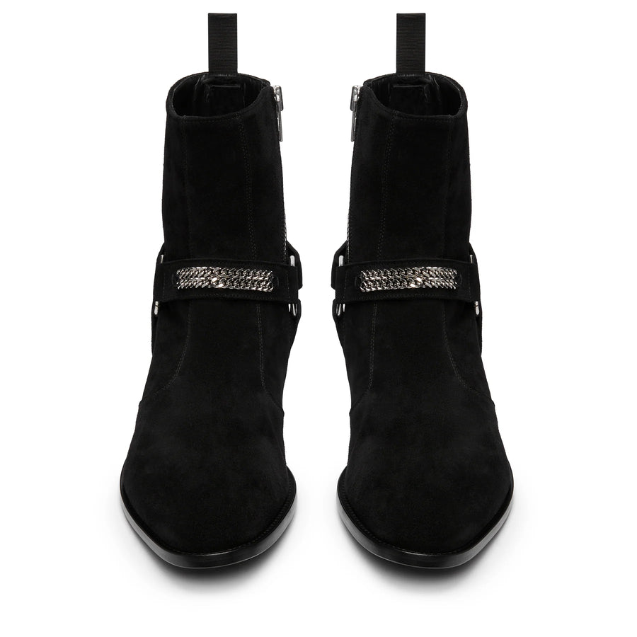 Chain Harness Zip Boot Suede Leather