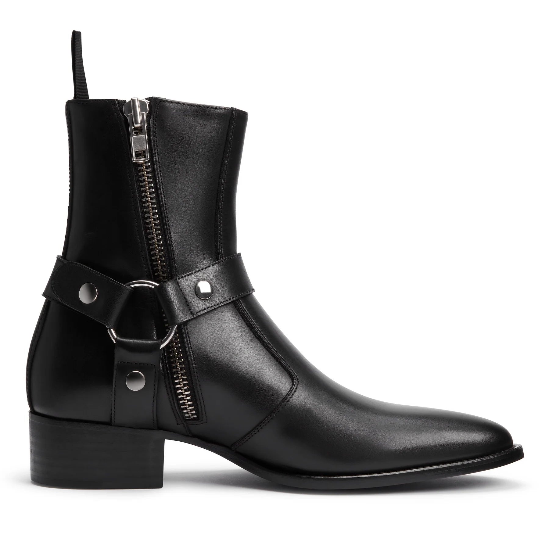 Harness Zip Boot - Black Leather