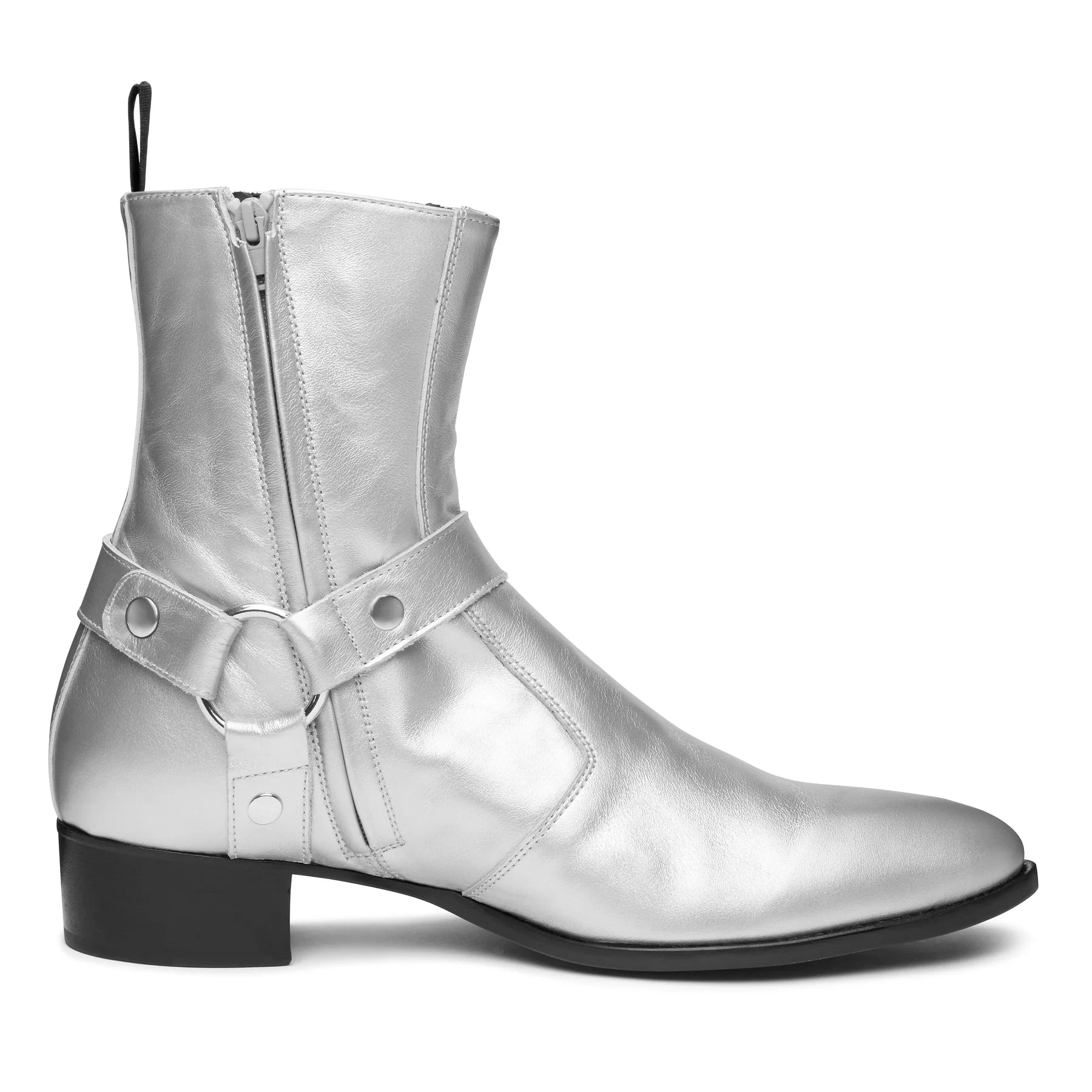 Harness Zip Boot - Silver Leather