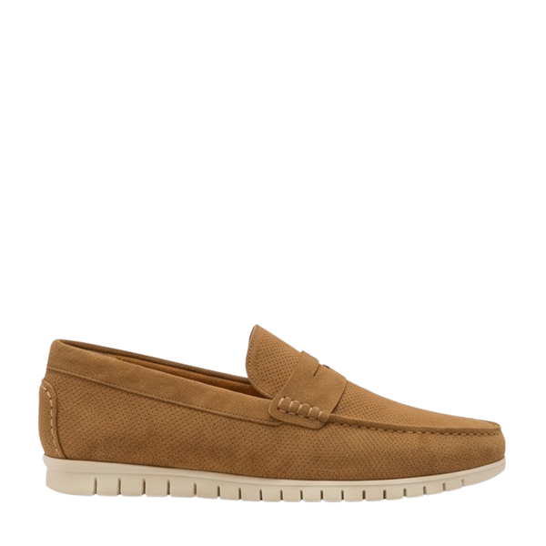 Erraflex Perforated Comfort Penny Loafers - Camel Tan