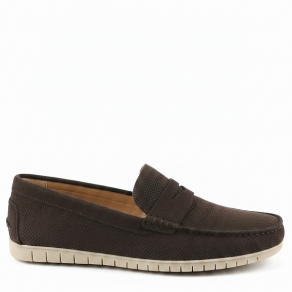 Erraflex Perforated Comfort Penny Loafers - Choco Brown