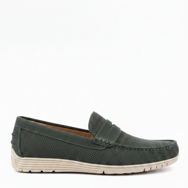 Erraflex Perforated Comfort Penny Loafers - Green