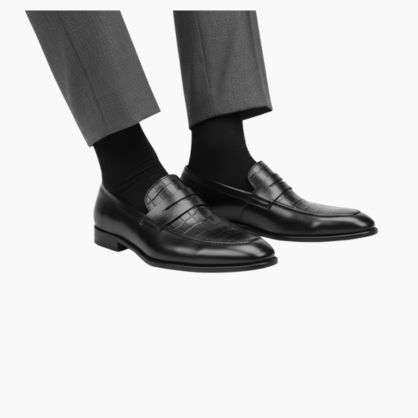 Eternal Dynasty Croco Leather Penny Loafers