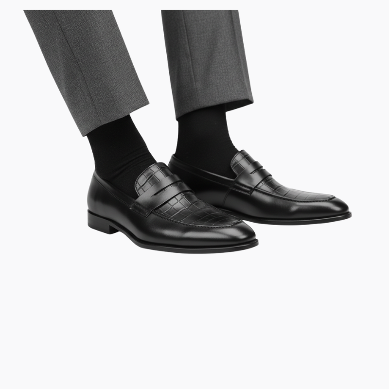 Eternal Dynasty Croco Leather Penny Loafers