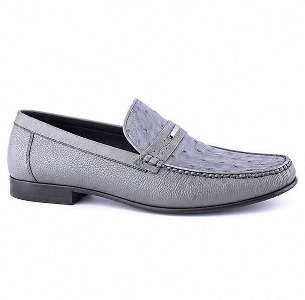 Exotic Ostrich Deer Skin Moccasins Loafers - Purple