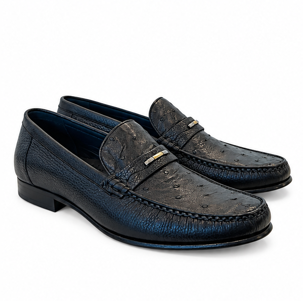 Exotic Ostrich Deer Skin Moccasins Loafers