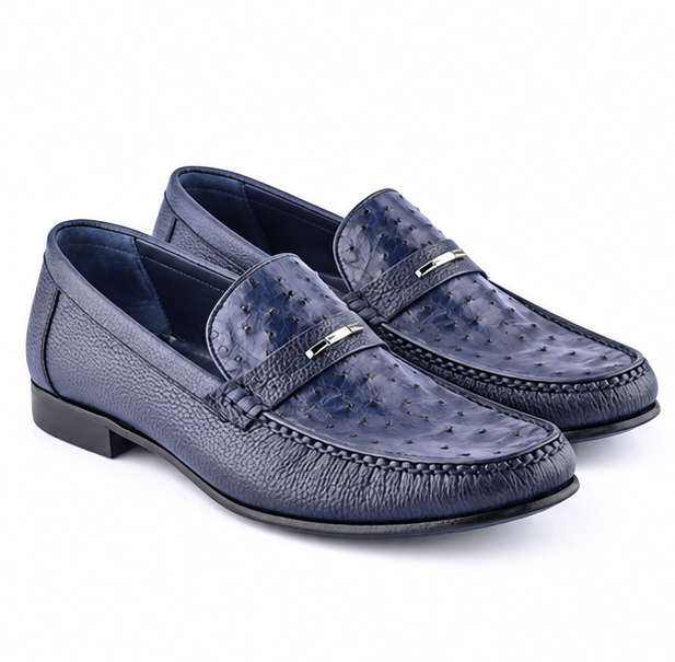 Exotic Ostrich Deer Skin Moccasins Loafers
