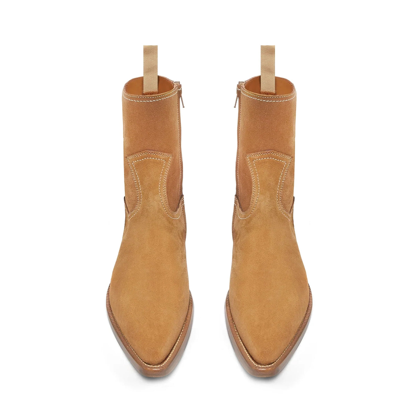 Side Zip Western Boot Nut Suede Leather