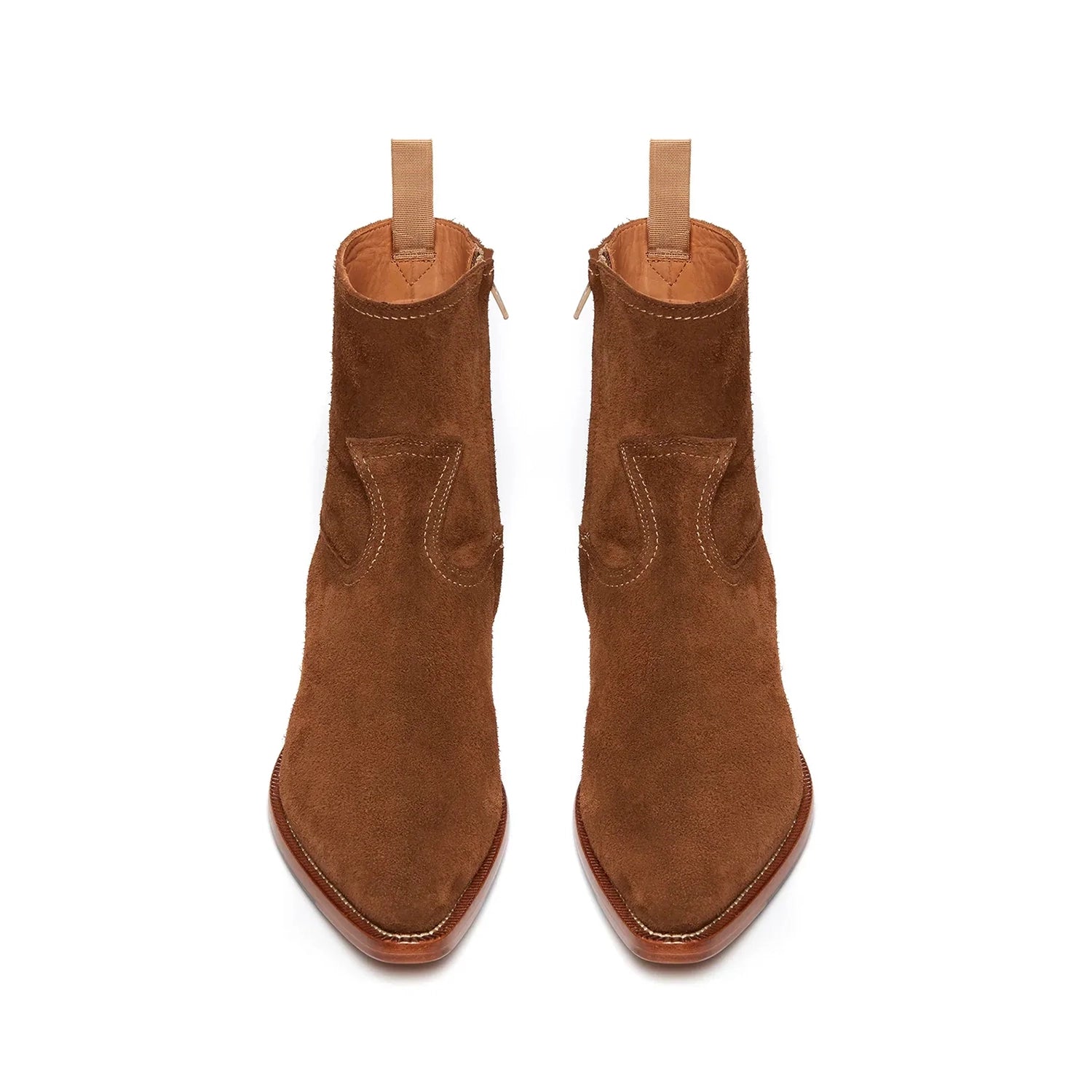 【PORTERNA】Live Suede Boots Side Zip Western Boot - Nut Suede Leather