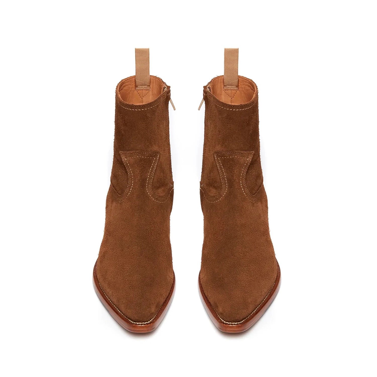 Side Zip Western Boot - Camel Suede Leather