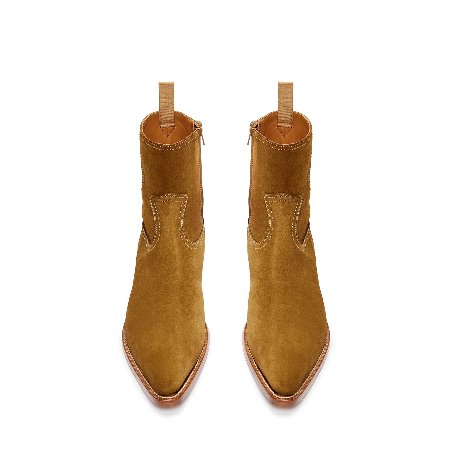 Side Zip Western Boot - Ochre Suede Leather