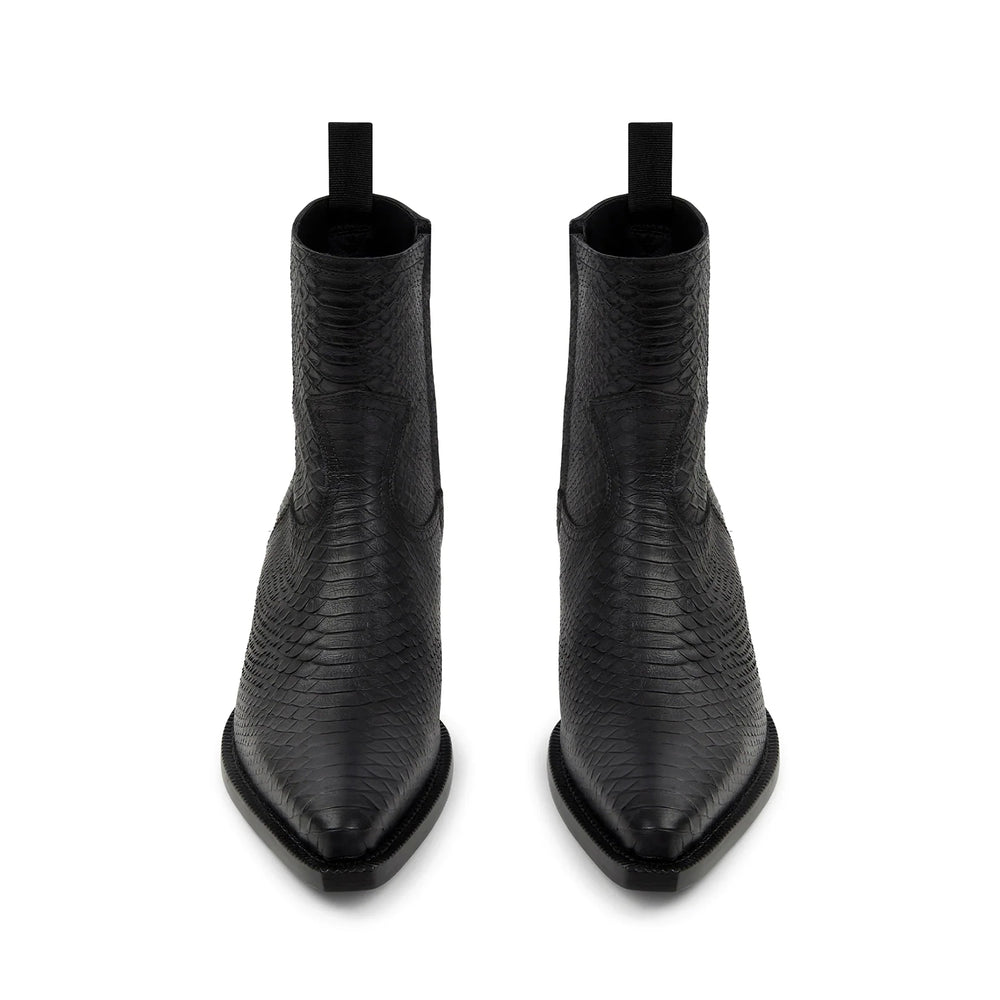 Side Zip Western Boot - Python-Effect Leather