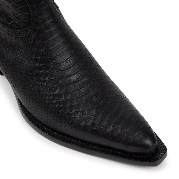Side Zip Western Boot - Python-Effect Leather