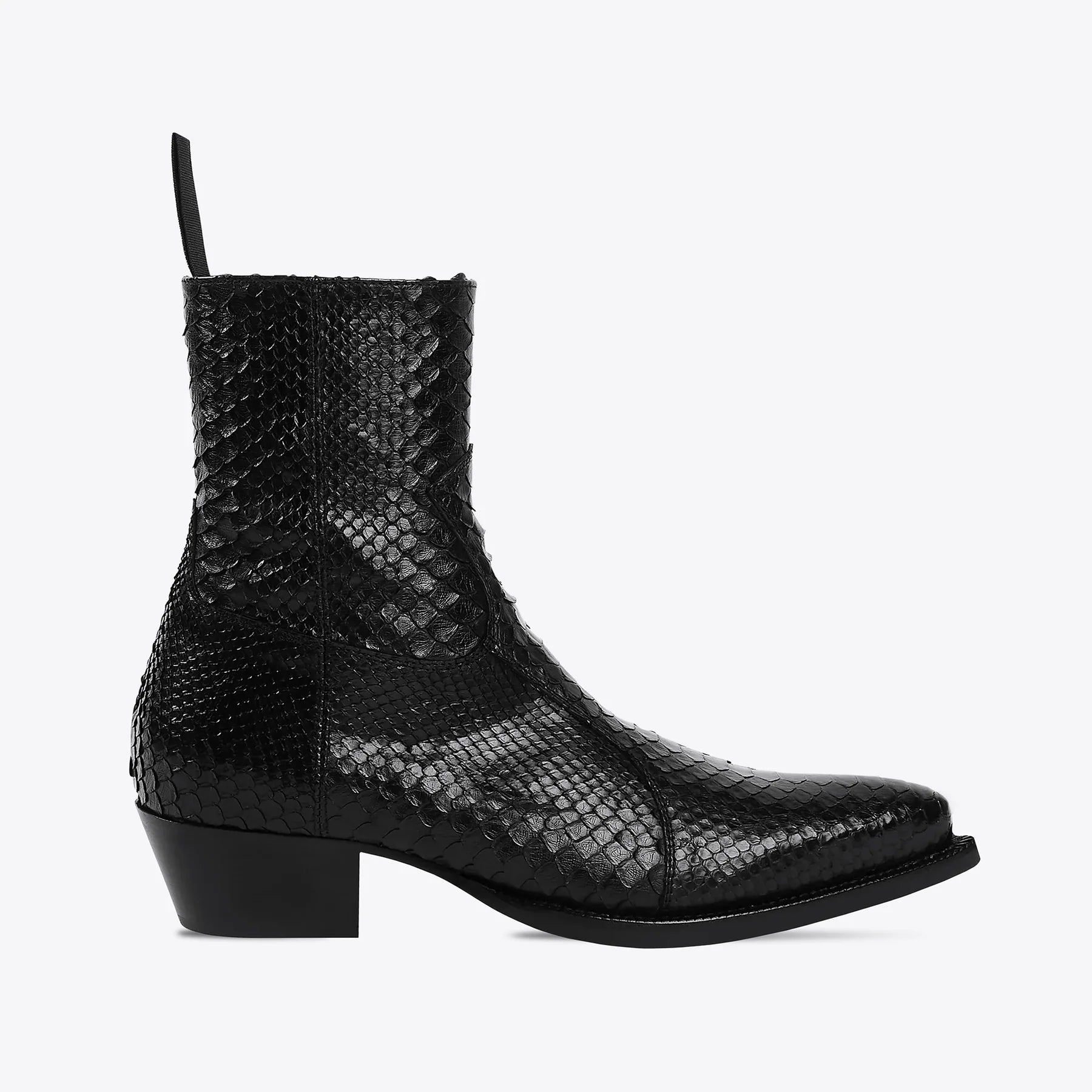 Side Zip Western Boot - Black Real Python